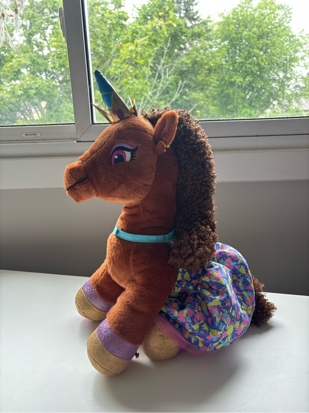 BUILD-A-BEAR unique Afro unicorn plush with tutu brown - Picture 1 of 5